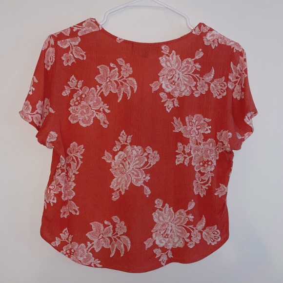 Lulus Short Sleeve Floral Button Up Crop Top - Picture 3 of 4